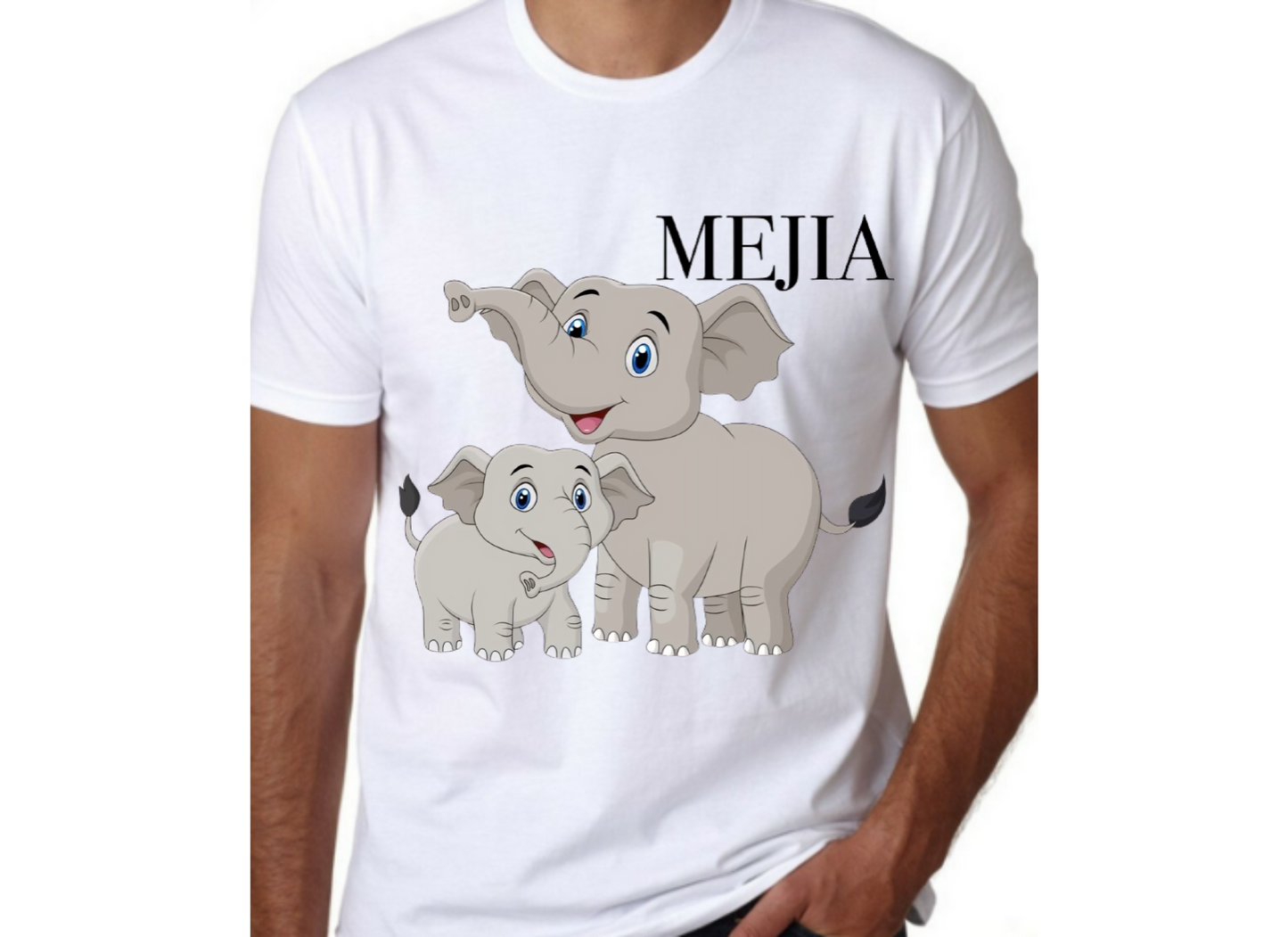 Mommy Elephant & Baby Elephant With Personalized Word